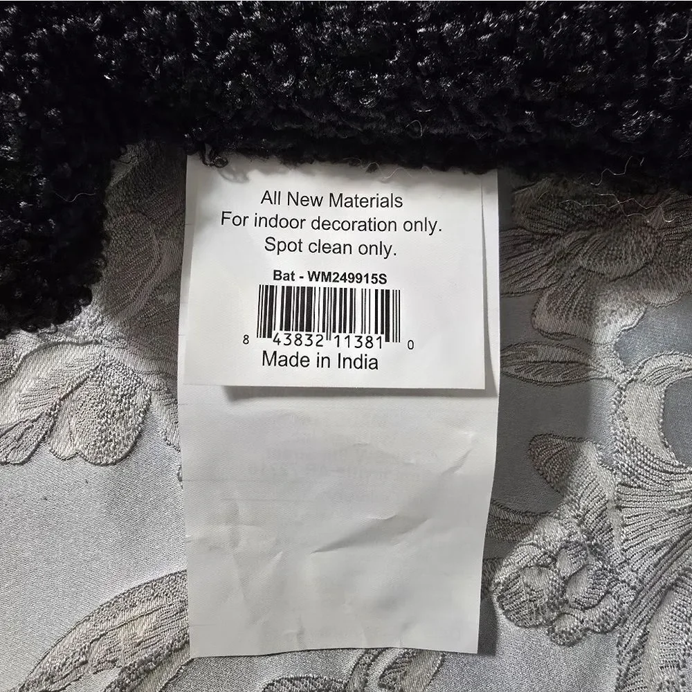 Nwt Decorative Halloween Boucle Bat Pillow, 22